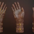 Brown Leather Gloves With Gold Decorations
