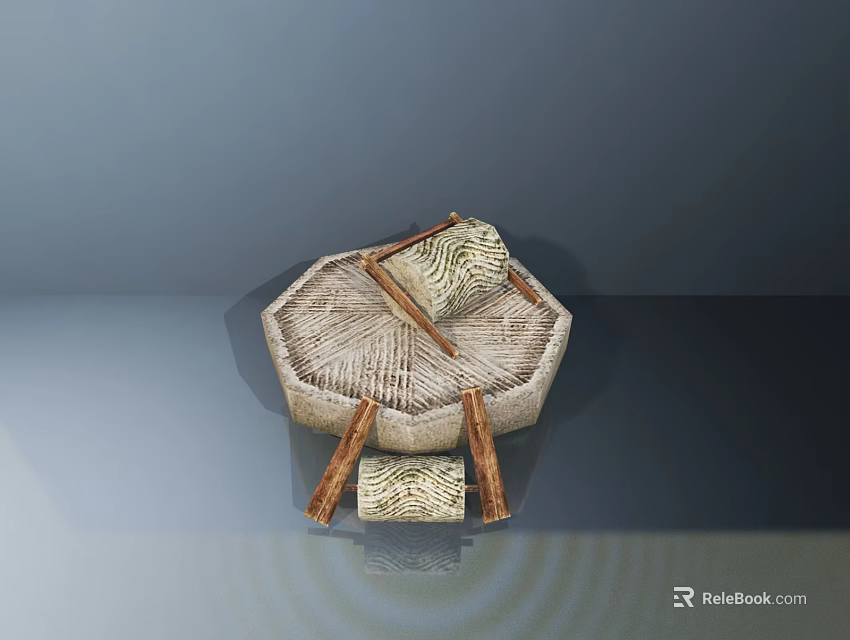 Decorative Garden Ornament With Woven Textured Design And Wooden Legs For Outdoor Use 3d model 