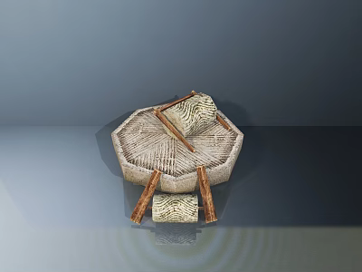 Decorative Garden Ornament With Woven Textured Design And Wooden Legs For Outdoor Use 3d model
