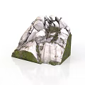 Rocky Mountain Landscape Model With Irregular Stone Texture And Green Vegetation 3d model