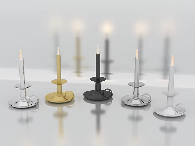 Modern Candle Lamps With Various Colors And Elegant Bases For Home Decor 3d model