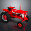 Red Classic Tractor Model With Detailed Design And Large Black Wheels 3d model