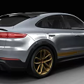Modern Silver SUV With Gold Alloy Wheels And Yellow Racing Stripes