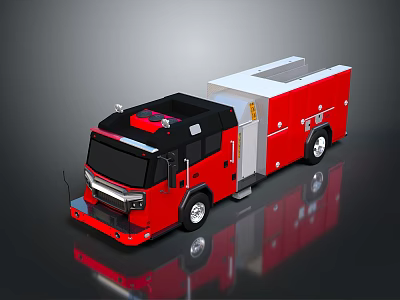 Red And Black Modern Fire Truck With White Compartment 3D Rendering Model 3d model