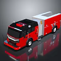 Red And Black Modern Fire Truck With White Compartment 3D Rendering Model 3d model