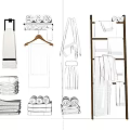 Bathroom Accessories With White Towels Bath Towels Folded And Hanging On Ladder Shelf And Racks