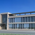 Modern Office Building Exterior Design With Glass Windows Stone Facade And Clear Blue Sky