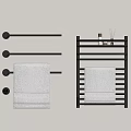 Stylish Black Bathroom Accessories Including Towel Bars Rack Towels Toiletries And Aromatic Sticks