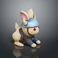 Cute Cartoon Rabbit Toy With Blue Helmet Horns And Red Eyes
