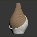 Modern Vase Shaped Sculpture Carving With Brown Spiral Patterned Body And White Base