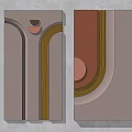 Two Piece Modern Abstract Wall Art With Curved Lines Circular Shapes And Neutral Tones