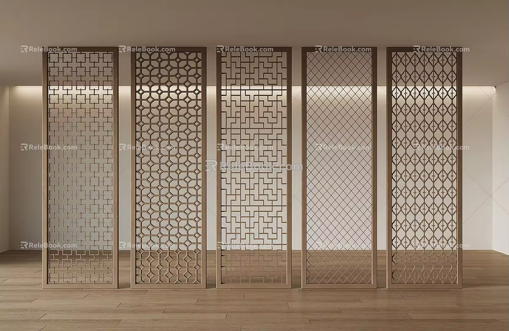 New Chinese-style screen partition 3d model