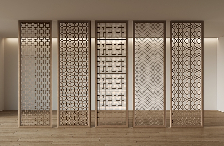 New Chinese-style screen partition 3d model