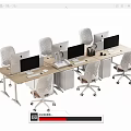 Modern Ergonomic Office Chairs In Workstation With Desks And Computers Setup 3d model