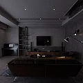 Modern Living And Dining Area Interior With Sofa Coffee Table TV Unit And Wine Rack