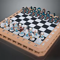 Detailed Hand Carved Chess Pieces On Wooden Chessboard With Intricate Design