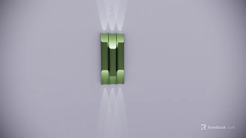 Modern Green Wall Lamp Mounted on Gray Wall with Projecting Light Rays 3d model 