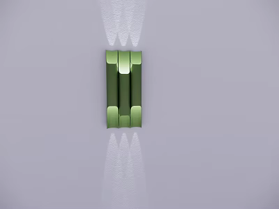 Modern Green Wall Lamp Mounted on Gray Wall with Projecting Light Rays 3d model