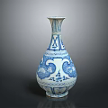 Blue And White Classic Ceramic Vase With Traditional Floral Patterns And Elegant Neck Design