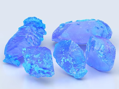Shiny Blue Crystal Like Decorative Ornament Set For Home Decor With Various Shapes 3d model