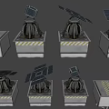Advanced Industrial Equipment Featuring Solar Panels Metal Base Warning Stripes And Control Unit