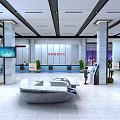 Modern Government Service Center Hall With Service Counter Information Displays And Seating Area