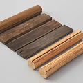 Wooden Construction Components With Various Wood Textures And Cylindrical Rectangular Shapes 3d model
