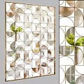Modern Decorative Room Divider With Circular Geometric Patterns And Metal Frame 3d model