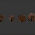 Four Rusty Metal Nails As Essential Hardware Tools For Projects 3d model