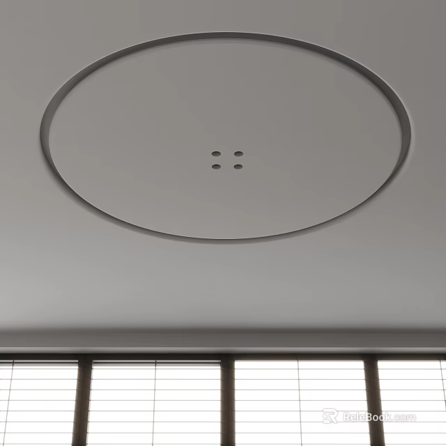 Minimalist Modern Round Chandelier With Circular Ceiling Design And Soft Lighting For Interior 3d model 