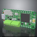 Green Circuit Board with Microcontroller Display Screen Green Terminal Connectors and Electronic Components 3d model