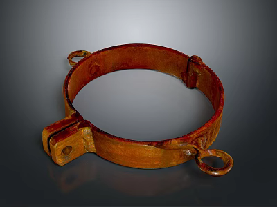 Rustic Metal Pipe Clamp with Dual Rings and Secure Clasp for Hardware Tools 3d model