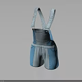 Blue And Gray Short Overalls With Suspenders For Casual Everyday Wear