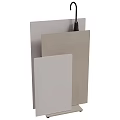 Modern Geometric Decorative Shelf With Layered Gray White Panels And Black Accent