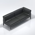 Irregular Shaped Black Leather Sofa Modern Interior Design For Living Area 3d model