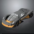 Gray Concept Sports Car With Orange Accents And Sleek Aerodynamic Design