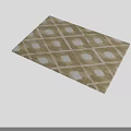 Stylish Round Area Rug With Navy Blue And Beige Geometric Pattern For Living Room Decor