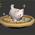 Adorable White Puppy Doll With Yellow Duck Toys Boat In Hexagon Tray And Stars