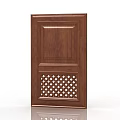 Brown Wooden Double Door With Carved Panel And Lattice Design