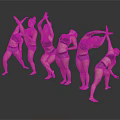 Women Dancing in Dynamic Poses Wearing Activewear on Dark Reflective Background