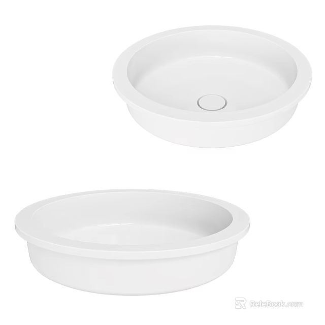 White Round Ceramic Washbasin Design For Modern Bathroom Interiors 3d model 
