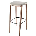 Modern Bar Stools With Wooden Legs Metal Footrest And Upholstered Seats