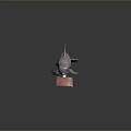 Artistic Pink Dolphin Sculpture Leaping On Red Wooden Base