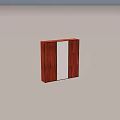 Brown Wooden Storage Cabinet With Sliding Doors White Dividers And Vertical Structure