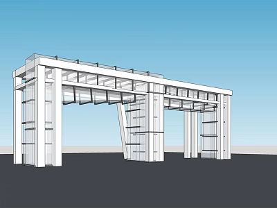 Modern Architectural Entrance Gate Design With Structural Frame Columns And Beams 3d model