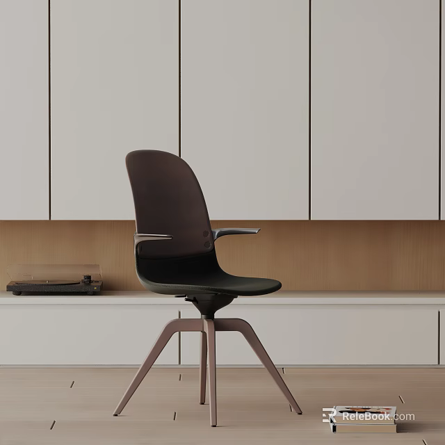 Modern Ergonomic Office Chair With Dark Brown Backrest Armrests And Sturdy Metal Base 3d model 