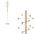 Two Styles Modern Wooden Coat Rack With Multiple Round Hooks And Stable Base Design