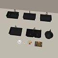 Black Kitchen Sinks In Various Designs With Faucets And Kitchen Accessories 3d model