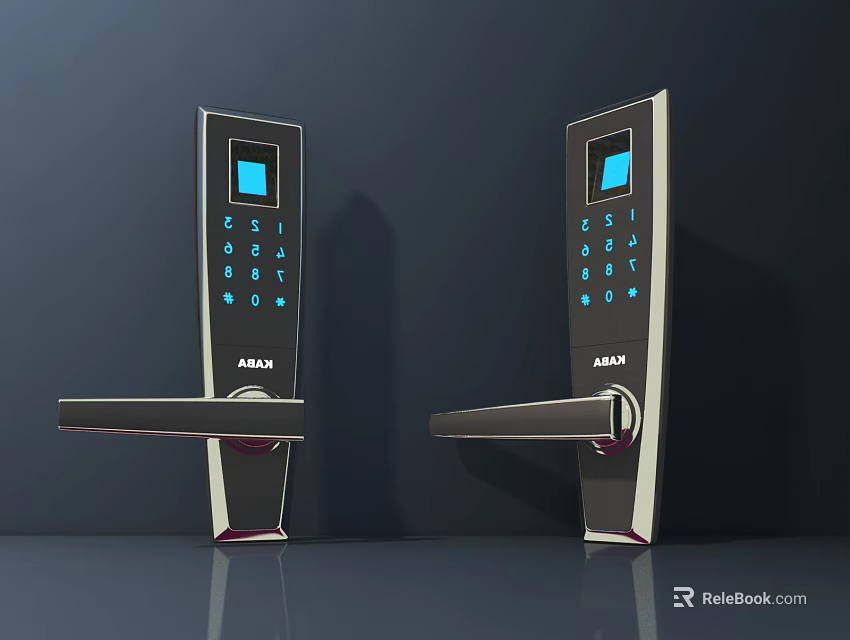 ASSA Smart Door Handle With Blue Screen And Numeric Keypad Modern Design 3d model 