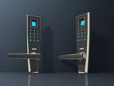 ASSA Smart Door Handle With Blue Screen And Numeric Keypad Modern Design 3d model